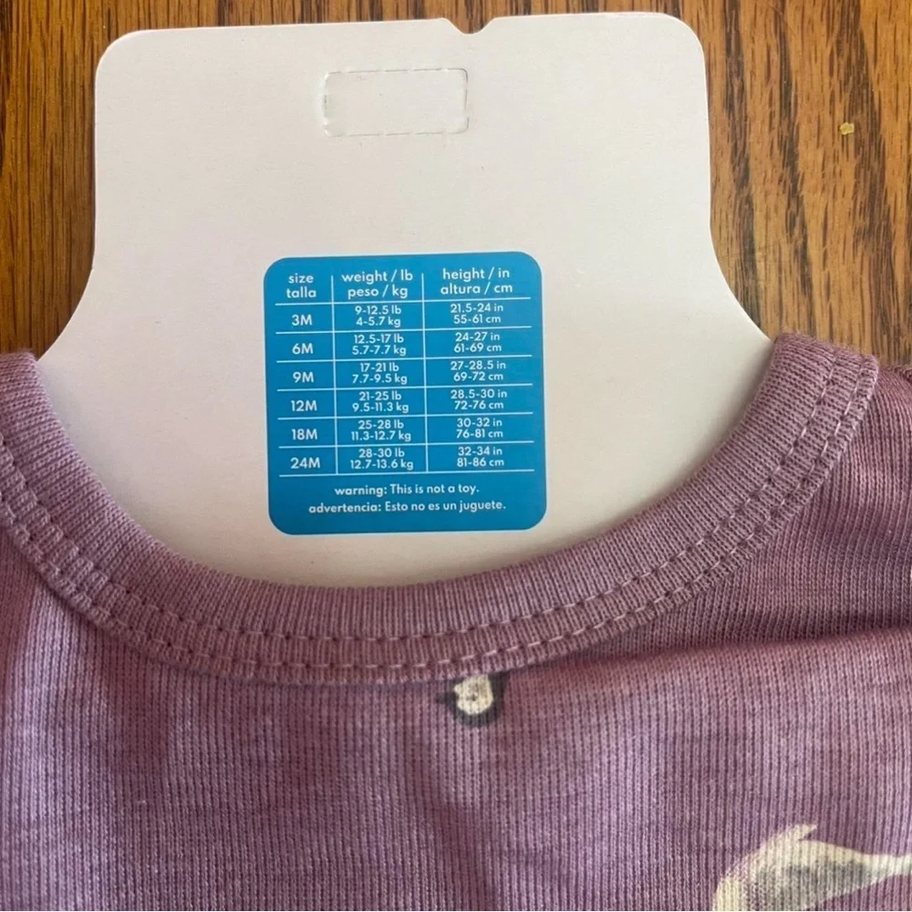 Carter's Baby Girl Gray and Lavender Penguin Pajama 3-Piece Set Size 6 Months